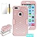 iPhone 7 Plus Case Bling Case HKW Glitter Sparkle Rhinestone Shiny 3 in 1 Armor Defender Shockproof Case Protective Cover for Apple iPhone 7 Plus 5.5 Inch Diamond Case - Rose Gold (MA1854)
