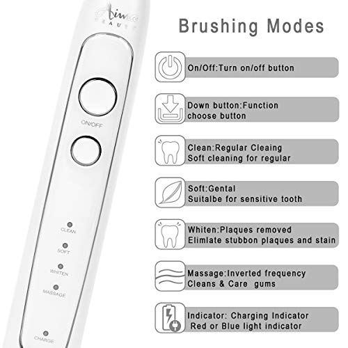 Electric Toothbrush Rechargeable Sonic Toothbrush for Kids and Adults, Smart Timer, 30 Days Battery Life Electric Toothbrushes with UV Sanitizer Travel Charging Case