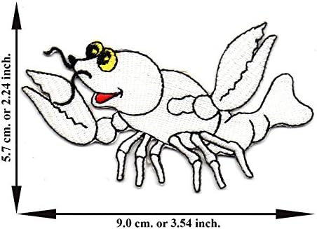 Shrimp Lobster White Cartoon Animation Embroidered Applique Iron on Patch T-shirt Cap Jeans Bag