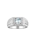 RYLOS Men's Ring Sterling Silver Ring, 7MM Round