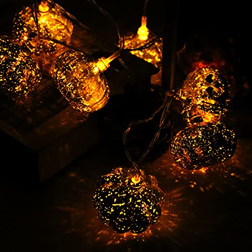 DomeStar Halloween Pumpkin String Lights, 9.8FT 20LED Pumpkin Lights Waterproof Halloween String Lights Flash Holiday Lights for Patio Garden Gate Halloween Outdoor Decor