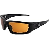 Alpha Omega AO5 Motorcycle Sunglasses Foam Padded Riding Safety Glasses Z87.1 for Men or Women Black Frame Amber Lenses
