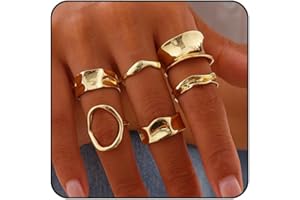 ONBRIG Chunky Gold & Silver Rings Set - Adjustable Thick Statement Rings for Women