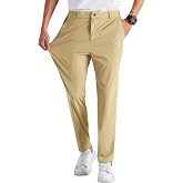 Runcati Mens Stretch Golf Pants Casual Dress Pants Work Trousers | Slim Fit, Quick Dry, Lightweight, Comfy, Slacks, Pockets, Elastic Waist, Tapered, Cropped, 30", 29", Chino