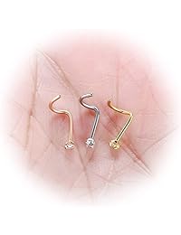 Briana Williams - Anillos para la nariz, 10 unidades, 0.71 oz, acero quirúrgico, 0.079 in, circonita transparente