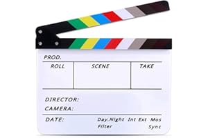 Lynkaye Movie Film Video Clapboard irector's Cut Action Scene Clapper Board,Movie Theme Party Decorations - Black/Colorful, 11.8x10.6 inches (Colorful)