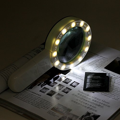 image for MSLAN Handheld Lighted Magnifier for Reading,Extra Large 20X Magnifyin