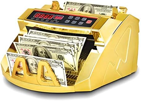 Counterfeit money counting machine displaying a range of $315.00 to $335.00.