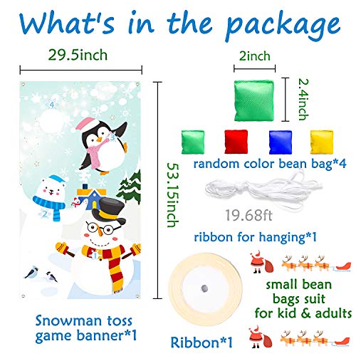 image for WATINC Snowman Toss Games with 4 Bean Bags, Xmas Party Game for Kids a