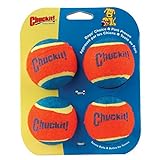 Chuckit! Tennis Ball Bouncing and Floating Dog Ball 057404 (Medium 4 Pack) Orange/Blue (Design May Very)
