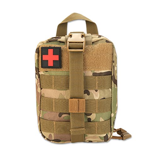 VGEBY1 First Aid Pouch, Survival Medical Utility Bag Military Emergency Backpack with Patch for Traveling Camping Cycling Climbing(Camouflage)