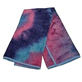 Yoga Mate Soft, Sweat Absorbent, Non-Slip Bikram Yoga Hand Towel, Blue & Pink Tie Dye | Blue Trim