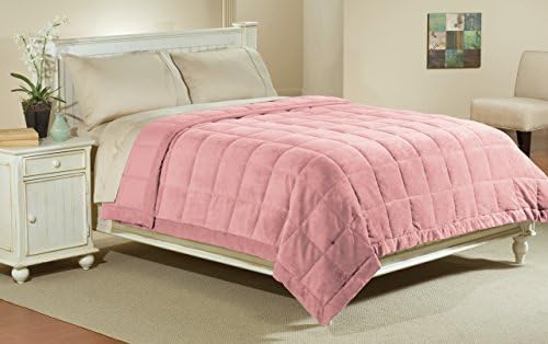 Aeolus Down Luxlen Full/Queen Microfiber Blanket in Pink | Reversible: Soft Plush to Satin Cool | Staintech Treated