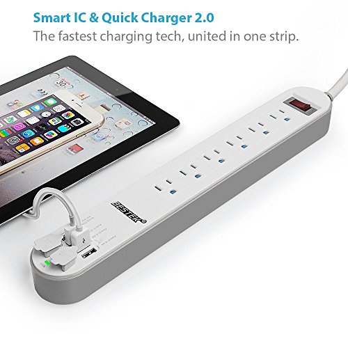 image for [Quick Charge 2.0] BESTEK 6-Outlet Surge Protector Power Strip with 4 