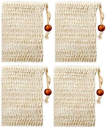 4PC Soap Bag Double Layer Bubble Foam Net Easy Bubble Mesh Bags Body Facial Cleaning Tools w/Kraft Paper Box
