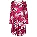 Women Floral Print Long Sleeve Dresses Ladies Super Soft Comfy Dress Knee Length Boho Dress Casual Swing Pleated Dress