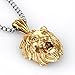 COPAUL Jewelry Punk Men's Stainless Steel Animal Lion Head Shape Pendant Necklace,Gold Color