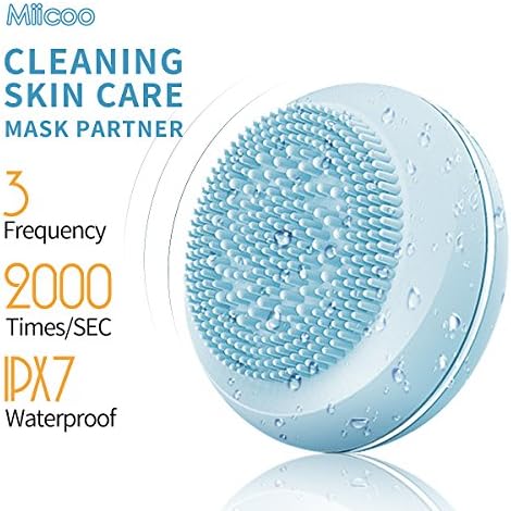 Luxury Mini Electric Facial Cleaning Brush,Sonic Rechargeable Waterproof Silicone Face Cleanser, Body and Face Scrubber Skin Microdermabrasion Exfoliator and Massager Skin Care Tool (bule)