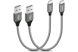 etguuds 2-Pack 1ft USB C Cable 3A Fast Charge, Short USB A to Type C Charger Cord Braided for Samsung Galaxy A15 A25 A35 A55 A54, S24 S23 S22 S21 S20 S10 S10E, Note 20 10, Moto G, for iPhone 16 15