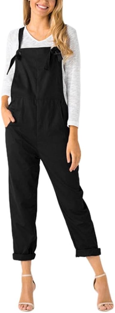 black dungaree trousers