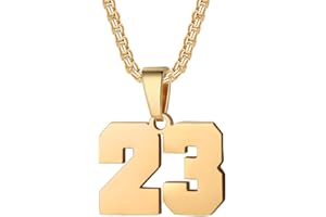 SUSOOK Number Necklace for Boy Black Athletes Number Stainless Steel Chain 00-99 Number Charm Pendant Personalized Sports Jewelry for Men Basketball Baseball Football