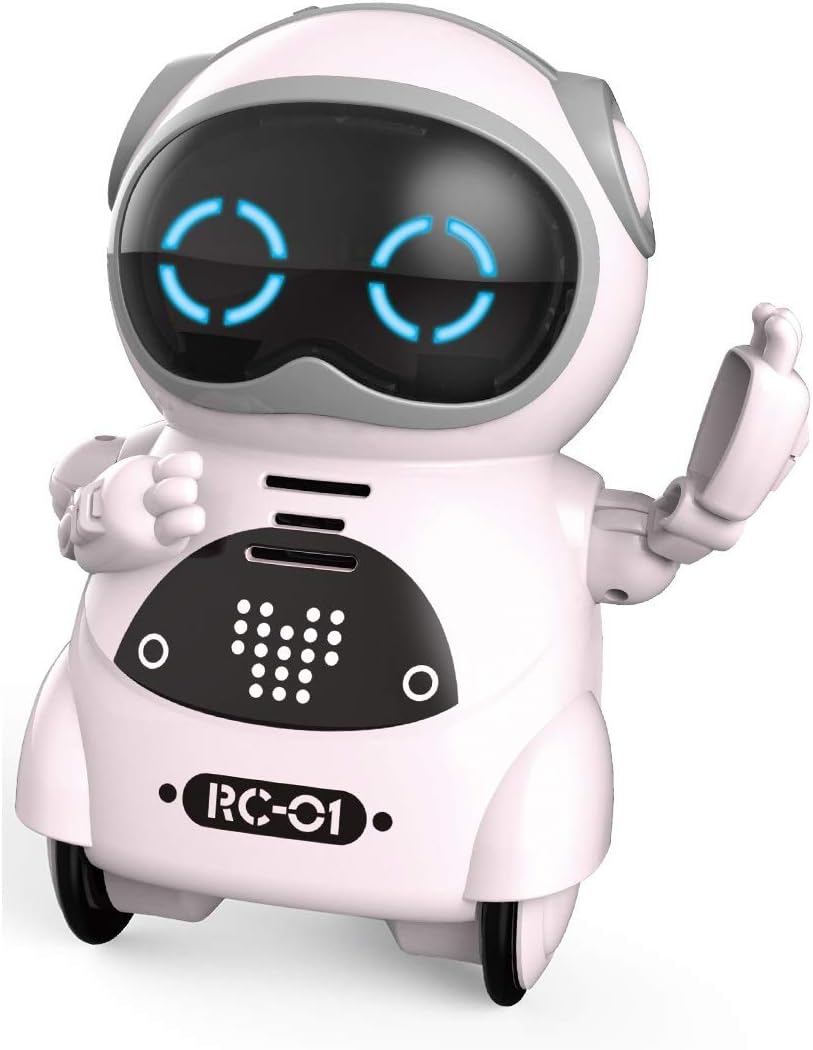 Amazon ポケットロボット Pocket Robot 知育玩具 英語練習 ロボットおもちゃ 正規品 日本語パッケージ 日本語説明書 ミニサイズ コミュニケーションロボット ダンス 歌 スマートロボット 音声認識 英会話 クリスマス こども 家庭用 癒し ピンク 電動ロボット