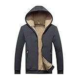SHDAS Men's Heavyweight Sherpa Lined Full Zip Fleece Hoodie Jacket Sweatshirt