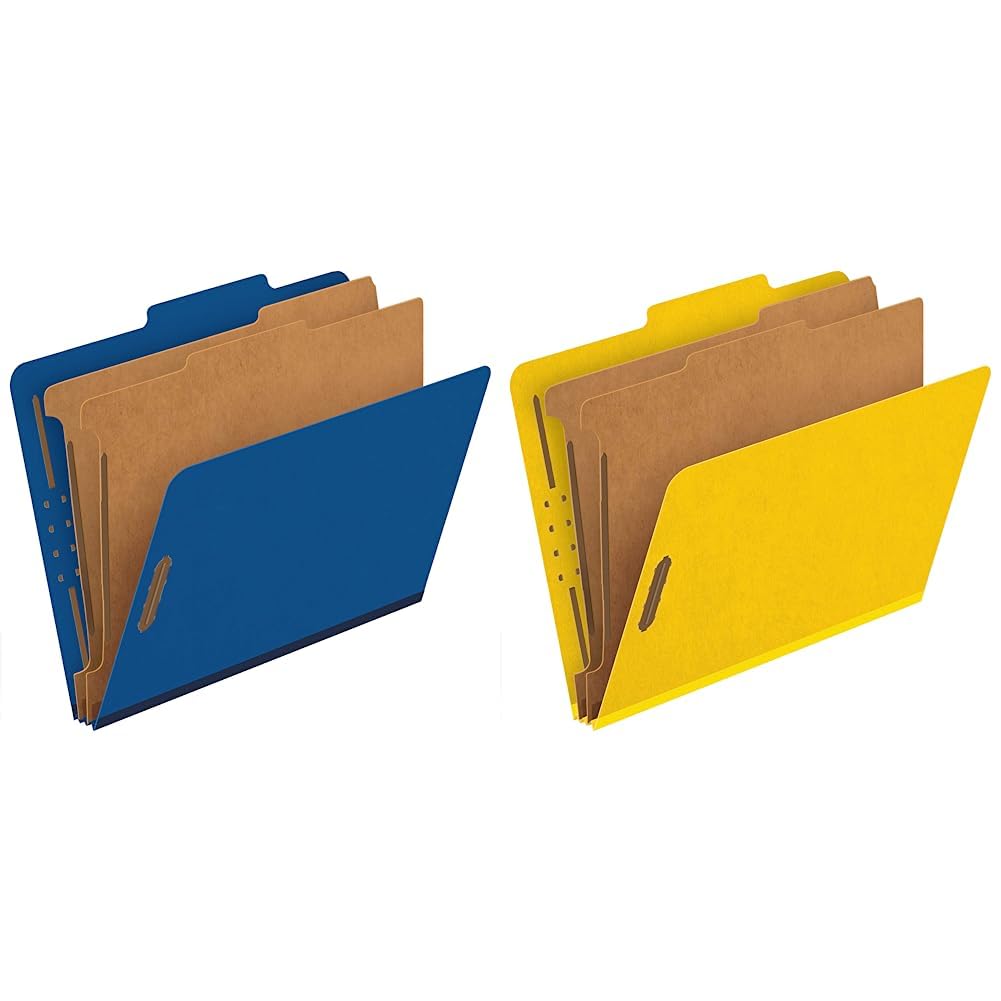 Pendaflex Classification Folders - 2 Dividers With 6 Fasteners, Letter Size Yellow (10 Pack)