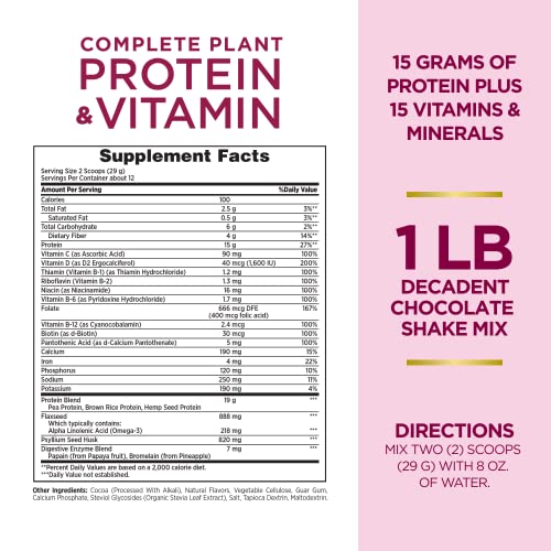 NB OS NATURE’S BOUNTY COMPLETE PLANT PROTEIN & VITAMIN SHAKE MIX, 12 SERVINGS