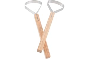 CIYODO 2pcs Leather Fleshing Tool with Wooden Handles Stainless Steel Blades for Tanning and Skiving DIY