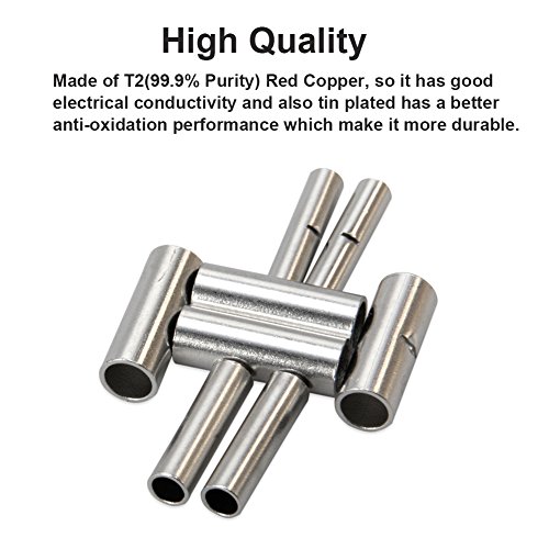 220pcs Non-Insulated Butt Connectors, 22-18/16-14/12-10 AWG Gauge Uninsulated Electrical Wire Ferrule Cable Crimp Terminal Kit with Storage Case for DIY by MILAPEAK