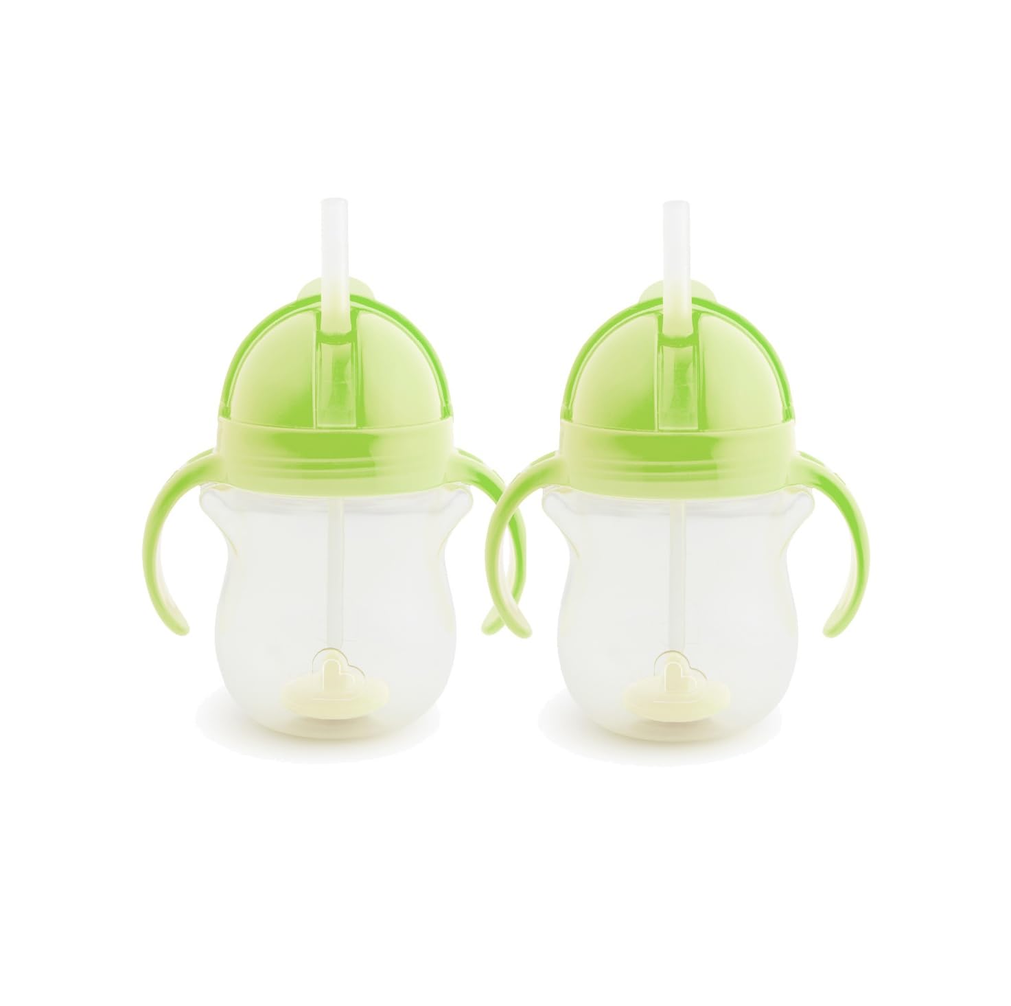Munchkin Click Lock Tip & Sip Set | Baby Toddler Sippy Cups with Straw | BPA Free | Leakproof Cup | Dishwasher Safe | Weighted Straw | Baby Bottles -7oz/207ml | 2 Pack | Green