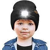 ATNKE Kids LED Lighted Beanie Cap,USB Rechargeable 4 LED Running Headlamp Bright Hat with Light Gifts for Boys and Girls