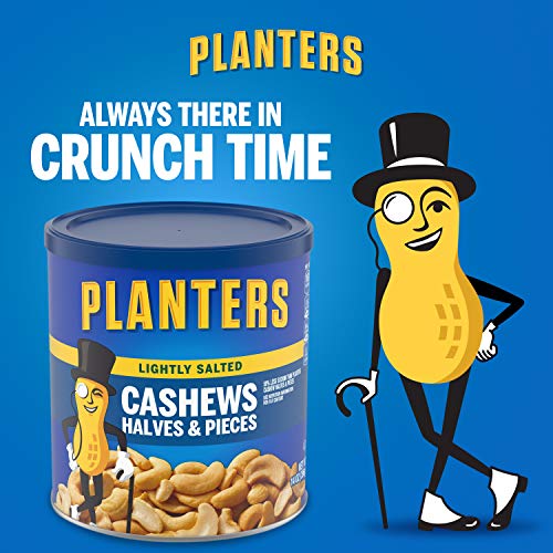 PLANTERS Lightly Salted Cashew Halves & Pieces, 14 oz Canister