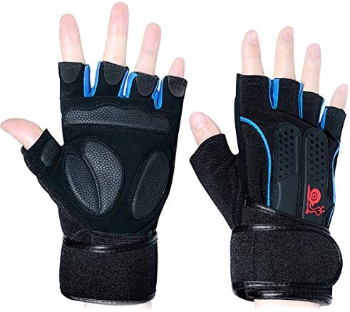 Yinroom Fitness Gloves Trideer Padded Anti-Slip Weight Lifting Gloves with 30cm Wrist Wraps for Weightlifting, Cross Training Gym Workout (Color : M)