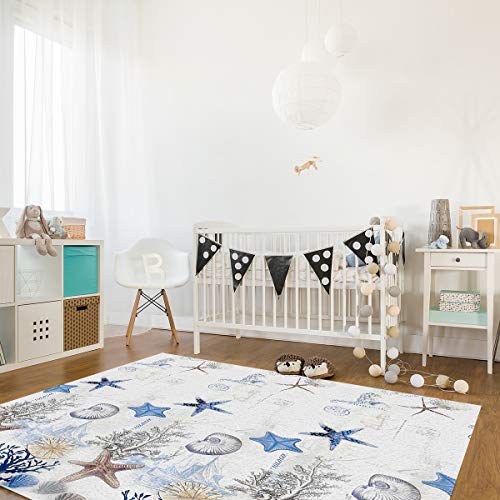 2x3ft-Large-Area-Rugs-for-Living-Room-Nautical-Tropical-Ocean-Collection-Area-Runner-Rugs-Non-Slip-Bedroom-Carpets-Hallways-Rug-Outdoor-Indoor-Nursery-Rugs-Decor-Anchor-Starfish-Shell-Seahorse 2x3ft Large Area Rugs for Living Room, Nautical Tropical Ocean Collection Area Runner Rugs Non Slip Bedroom Carpets Hallways Rug, Outdoor Indoor Nursery Rugs Décor, Anchor Starfish Shell Seahorse