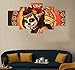 HD Printed Day of the Dead Face Group Painting on Canvas Posters and Prints Pictures Wall Art for Living Room Modern Home Decor Gallery-wrapped Canvas Art 5 Piece Set Framed (60''W x 32''H)