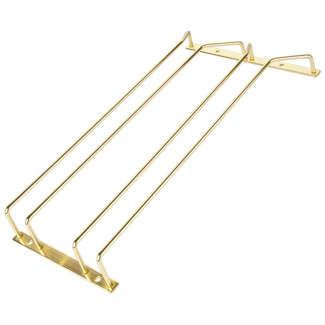 Dianoo 40.5cm Gold Wine Glass Holder, Under Cabinet Wine Glass Rack, Stemware Rack, Hanging Stemware Holder For Kitchen Bar, 2 Rows