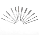 Garosa 12 Piece Precision Needle File Set, Multi Grit Machine Files for Metal Grinding and Reciprocating Tools, Professional Shank Taper Files 100 150 200 300 Grit