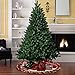 Christmas Tree Skirt 48 inch Red and Black Plaid Ruffle Edge Linen Burlap Large Xmas Tree Skirts for Holiday Party Christmas Decorations