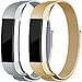 For Fitbit Alta HR and Alta Bands, Maledan Stainless Steel Milanese Loop Metal Replacement Accessories Bracelet Strap with Unique Magnet Lock for Fitbit Alta HR and Alta, Gold Silver Large