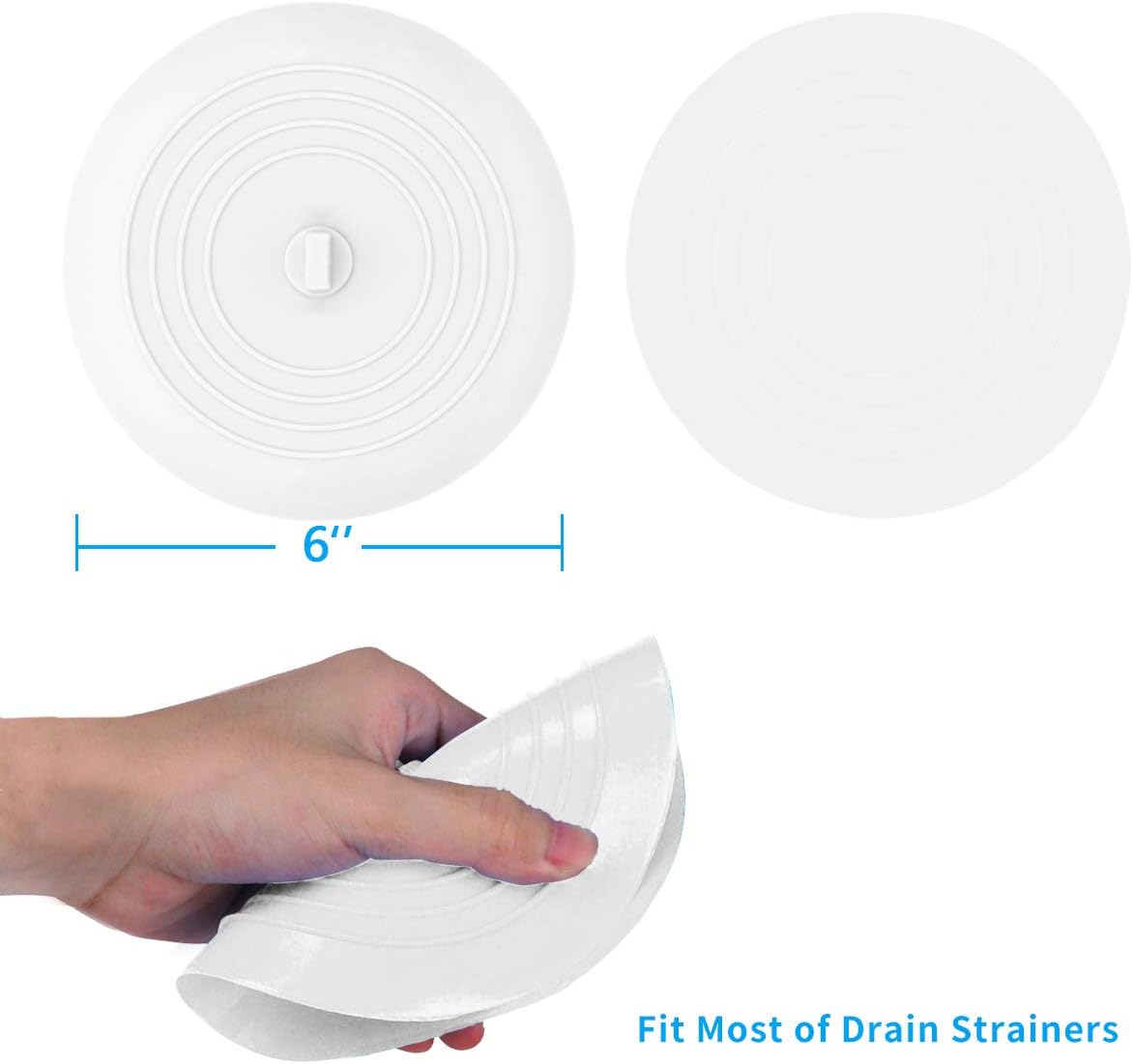 AmazerBath 2 Pack Bath Tub Stopper for Drain, 6 Inches Silicone Shower Drain Bath Plug Stopper for Kitchen, Bathroom, Laundry (White): Home & Kitchen