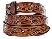Western Embossed Tooled Brown Leather Belt Strap with Snaps for Interchangeable Buckles (38)