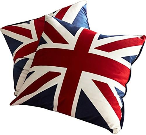 2 Pack UK Flag Pillow Cases 17 x 17 Inch Soft Velvet Pillow Cover Sofa Decorative hrow Pillow Protector Washable Cushion Case Printing(UK,No Pillow Insert)
