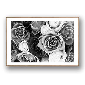 Framed Canvas Wall Art for Living Room, Bedroom Grey Rose Flowers Canvas Prints for Modern Home Decoration Ready to Hang - 16"x24" inches