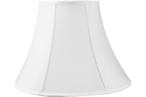 HOMECONCEPT 9x18x13.5 White Bell Shantung Lampshade with Brass Spider Fitter - Perfect for Table and Floor Lamps - Large, White