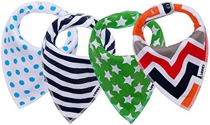 4 Pack Baby Bandana Bibs 100% Absorbent Cotton For Drooling and Teething,Great Baby Gift Set (green)
