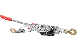 BIG RED T32052 Torin Come Along Winch, 2 Ton (4,000 lbs) Pulling Capacity, 11ft Steel Cable,2 Hooks, Heavy Duty Power Puller Tool with Dual Gears,Hand Winch Cable, Automotive Hoist Winch Puller,Black