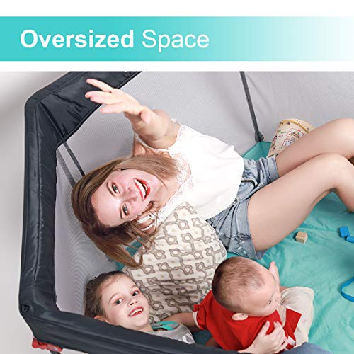 [6-Panel]Portable Playpen, Play Yard, Safety Foldable Indoor and Outdoor Baby Play Pen with Carry Case and Washable Lightweight Mesh Kids Playard - Thumbnail 3