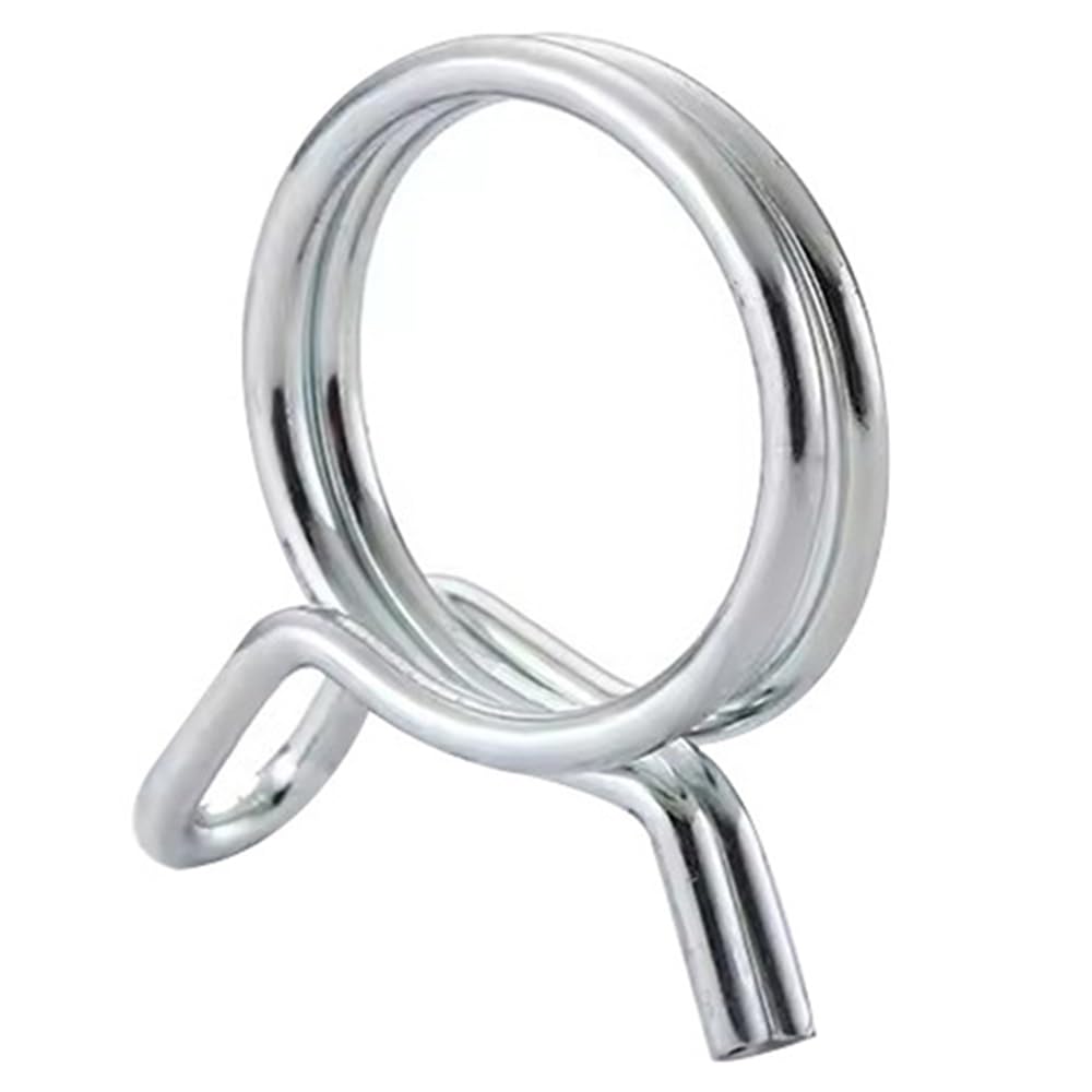 Photo 1 of 100Pcs 1/4" Irrigation Hose Clamps, Stainless Steel Double Line Hose Tube Spring Clips, Drip Irrigation Kit Connector Leak Clamp